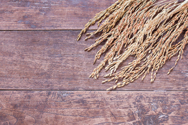 buğday veya çeltik pirinç kopya alanı ahşap tablo - Fotoğraf, Görsel