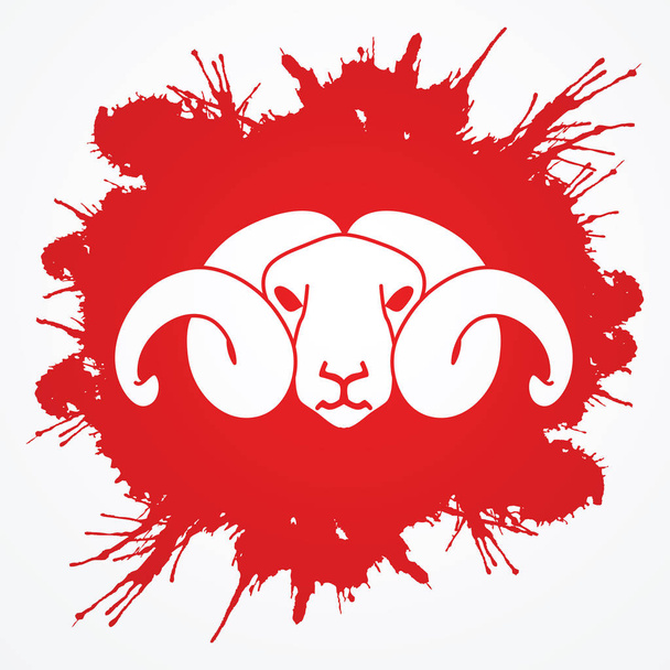 Sheep head with big horn - Вектор,изображение
