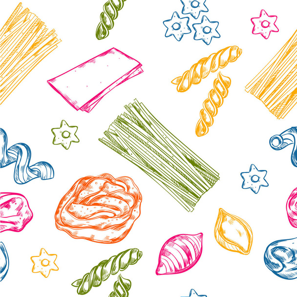 Sketch Seamless Pasta Pattern - Διάνυσμα, εικόνα