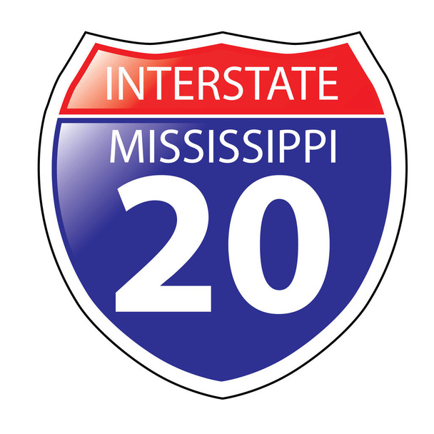Interstate I-20 Mississippi Highway Sign - Vector, Image