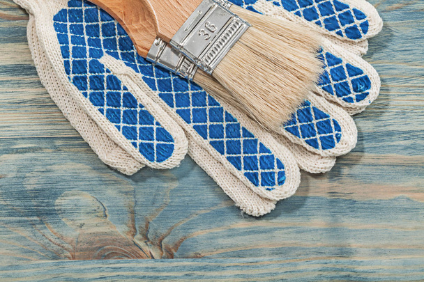 Paintbrushes and protective gloves  - Photo, Image