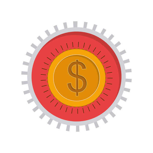 εικόνα με το νόμισμα δολάριο σύμβολο στον οδοντωτό κύκλο - Διάνυσμα, εικόνα
