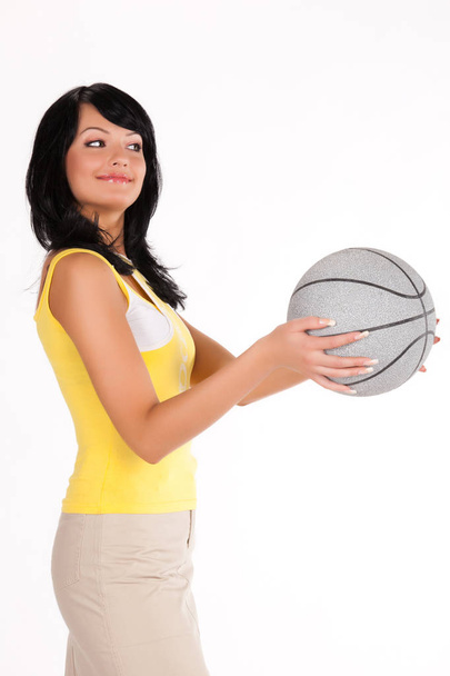Young Beautiful Woman With A Ball - Foto, imagen