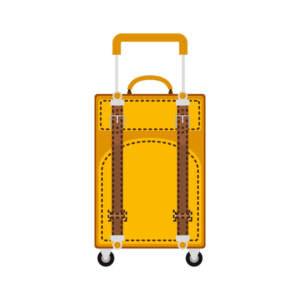 tam renkli seyahat bavul uzatma kolu ve tekerlekler ile sarı - Vektör, Görsel