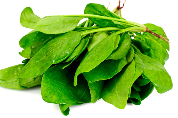 Соковиті свіжі листя шпинату ізольовані на білому тлі
 - Фото, зображення