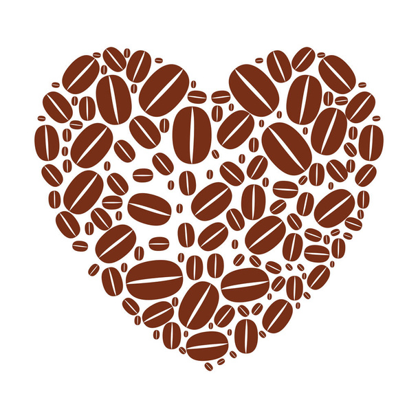 heart shape with coffee beans - Vector, Image