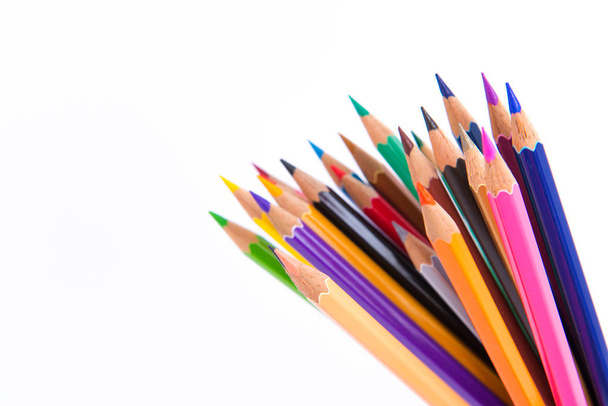 Color pencils isolated on a white background - Foto, imagen