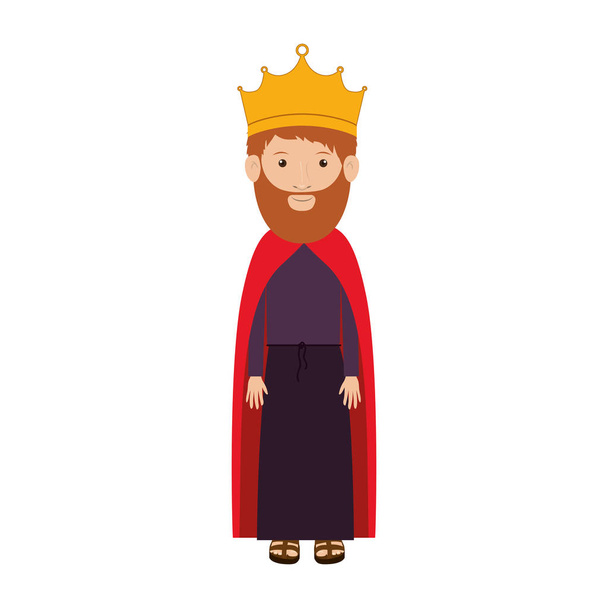 colorful king with crown and beard - Vector, Image