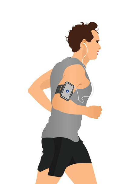 Listening music during exercise - Vector, Image