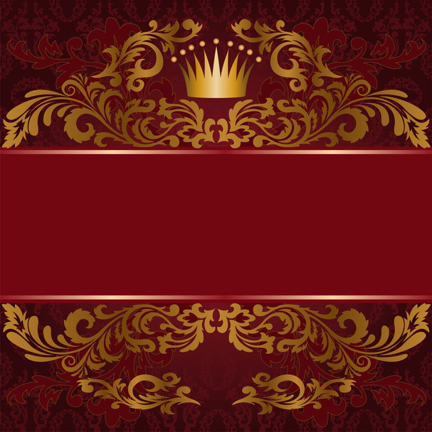 roter Hintergrund mit vergoldetem Ornament - Vektor, Bild