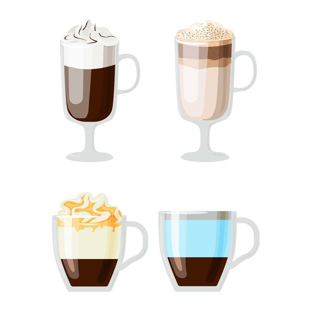 Coffee cups different cafe drinks - Vector, imagen