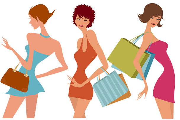 Mode-Shopping-Mädchen - Vektor, Bild