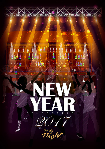 Mutlu yeni yıl 2017 parti kutlama poster - Vektör, Görsel