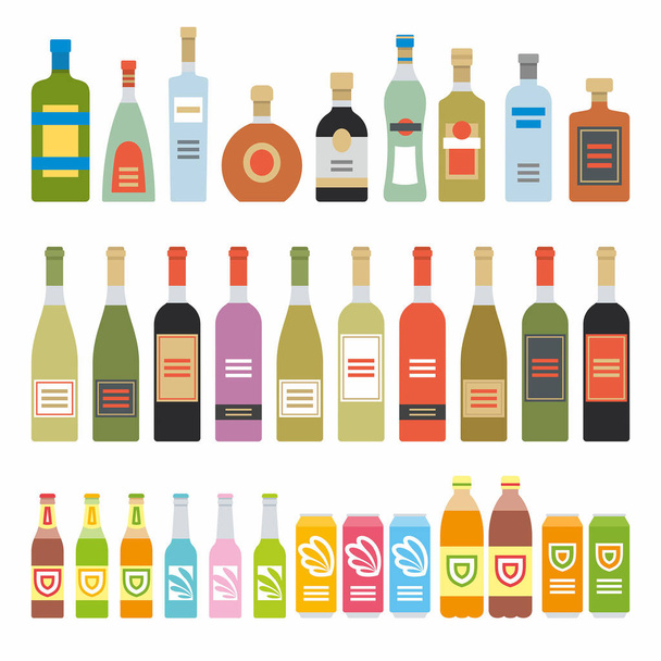 Flat Icons Alcoholic Beverages - Vector, Image