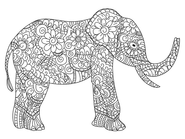 Χρωματισμός ελέφαντας διάνυσμα βιβλίο για ενήλικες - Διάνυσμα, εικόνα
