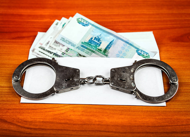 Russian Rubles and Handcuffs - Φωτογραφία, εικόνα