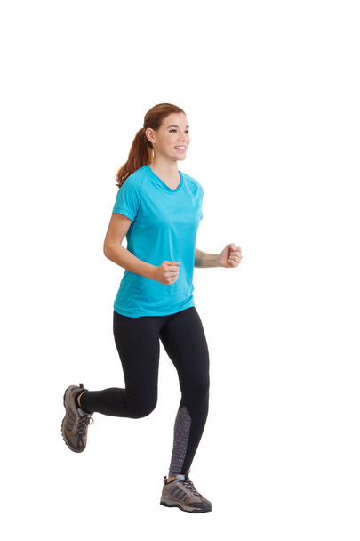 woman running isolated on white background, fitness healthy lifestyle concept - Foto, Imagen