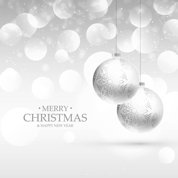 όμορφο λαμπερό ασήμι backgorund με ρεαλιστική Χριστουγεννιάτικες μπάλες - Διάνυσμα, εικόνα