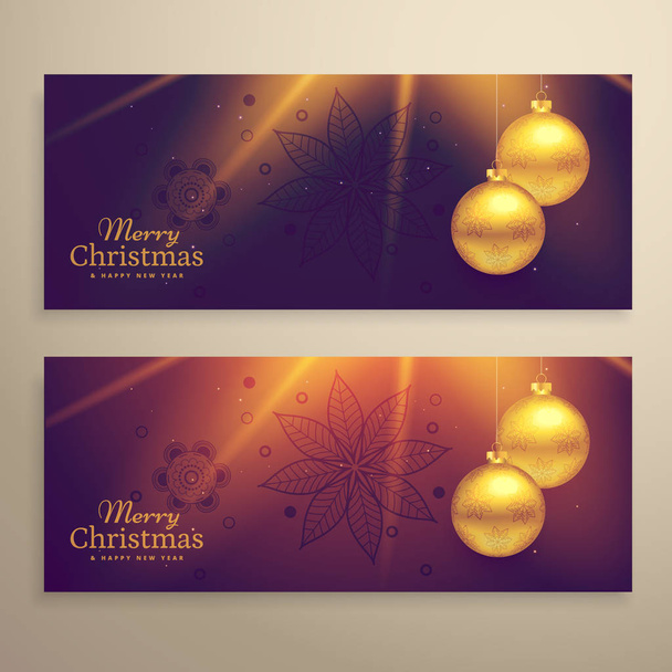 σύνολο δύο όμορφη Χριστουγεννιάτικη κάρτα Φεστιβάλ πανό - Διάνυσμα, εικόνα