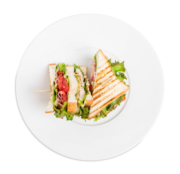 Traditional grilled club sandwich with chicken. - Foto, imagen