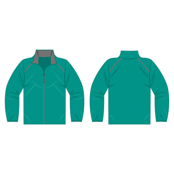 Teal autumn, spring jacket isolated vector front and back for promotion advertising - Vector, Image