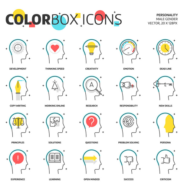 Χρώμα κουτί εικονίδια, επαγγελματίες και προσωπικότητα της έννοιας - Διάνυσμα, εικόνα