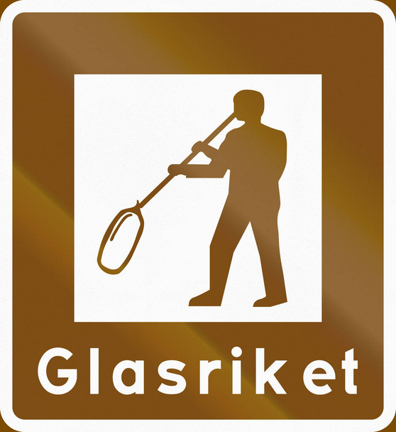 Verkeersbord gebruikt in Zweden - toeristische attractie gebied: het rijk van glas - Foto, afbeelding