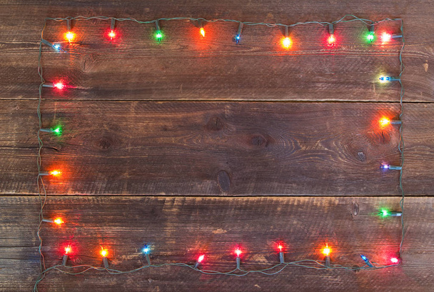 christmas lights frame background - Photo, Image