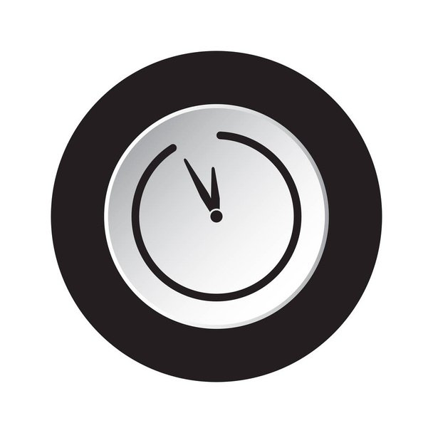 ronde zwarte, witte knop - last-minute klokpictogram - Vector, afbeelding