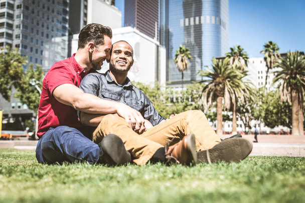 Homosexual couple at romantic date - Foto, afbeelding