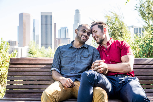 Homosexual couple at romantic date - Foto, afbeelding