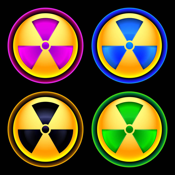 Zestaw kolorowych ikon promieniowania - Zdjęcie, obraz