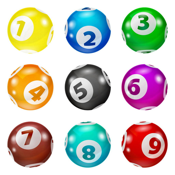 Satz Lotterie farbige Zahlenkugeln 0-9 - Foto, Bild