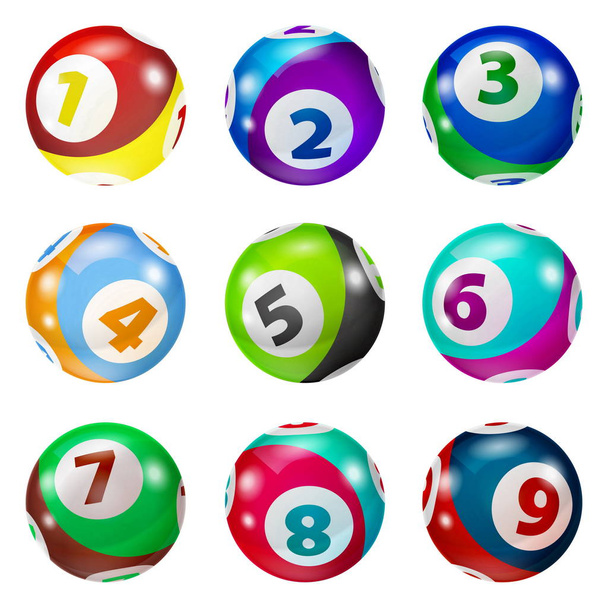 Ensemble de boules de nombre colorées de loterie
 - Photo, image