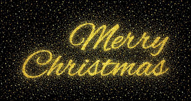 Csillogó arany szövet felirat boldog karácsonyt - Vektor, kép