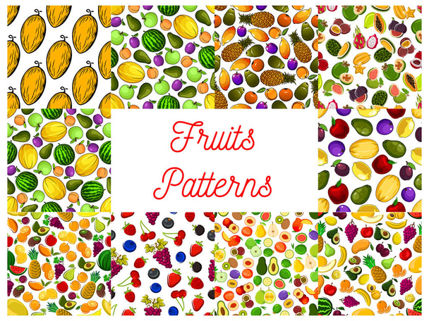 Tropical fruit and garden berry seamless pattern - Vector, Image