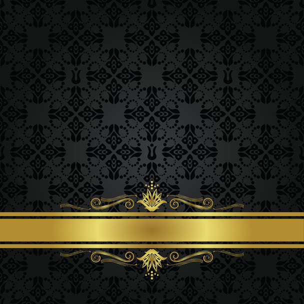 Seamless small black elements and gold ribbon cover - Vector, Image