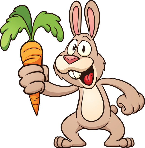 Мультяшний кролик тримає моркву
 - Вектор, зображення
