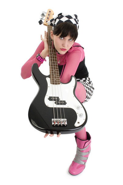 Bass Babe In Pink And Black - Fotoğraf, Görsel