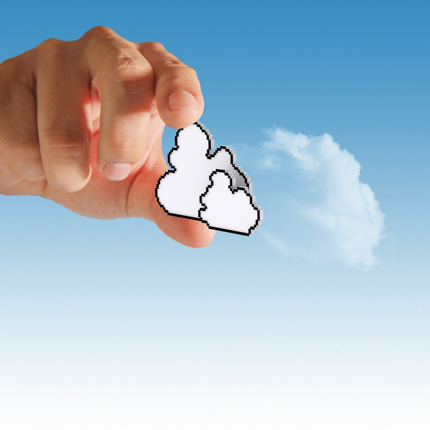 cloud computing pixel icon - Photo, Image