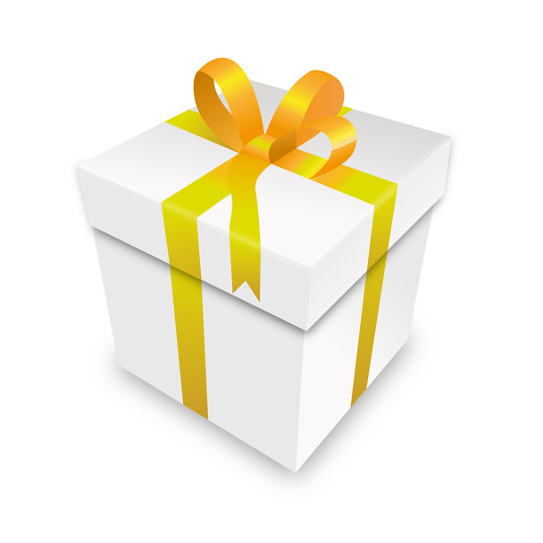 Paquete regalo paquete de caja de regalo paquete amarillo oro envoltura Navidad San Valentín
 - Vector, imagen