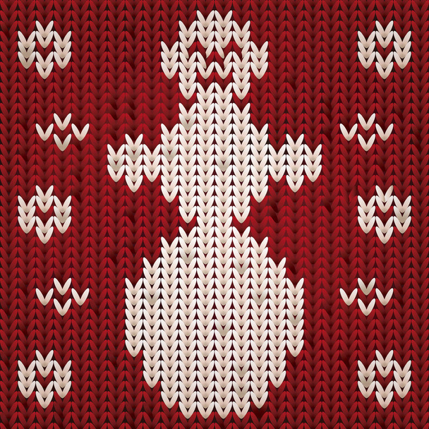 Knitted xmas snowman, vector illustration - Vector, Image