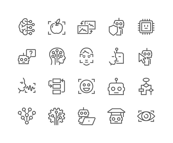 Línea de iconos de inteligencia artificial - Vector, Imagen