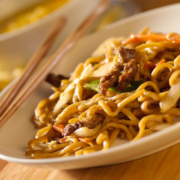Chinese food - Beef lo mein - Zdjęcie, obraz