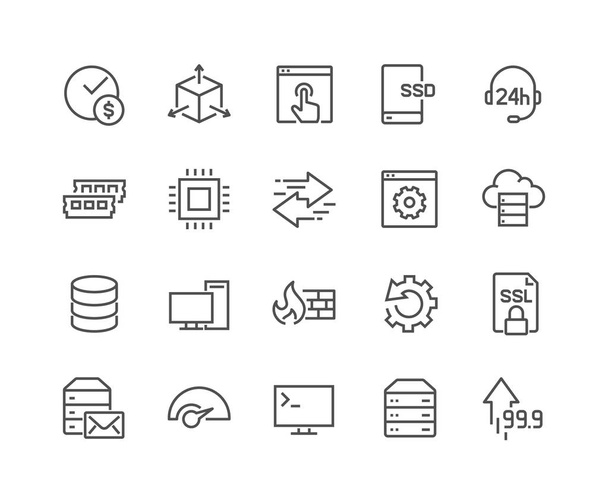 Line Hosting Icons - Vector, Image