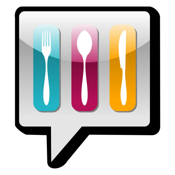 Cutlery icons in social network bubble - Vecteur, image