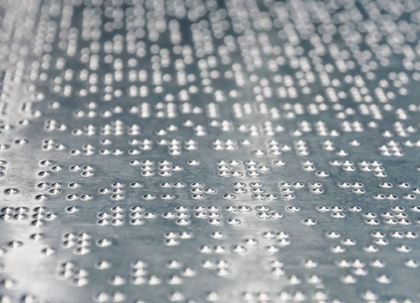 Braille Text Writing on iron plate background - Photo, Image