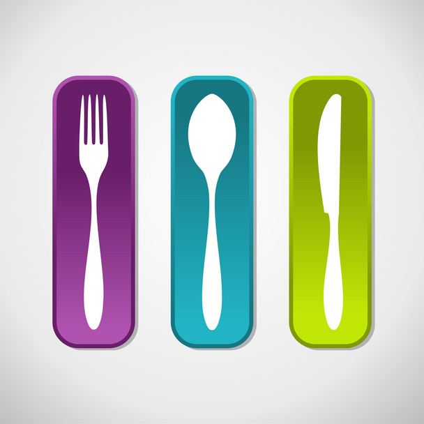 Multicolored cutlery icons set background - Вектор,изображение