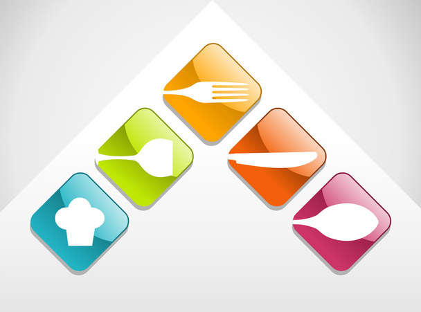 Colorful gourmet icons set - ベクター画像
