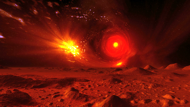 Обертовий зірка тунель в чужій планеті небо - Кадри, відео